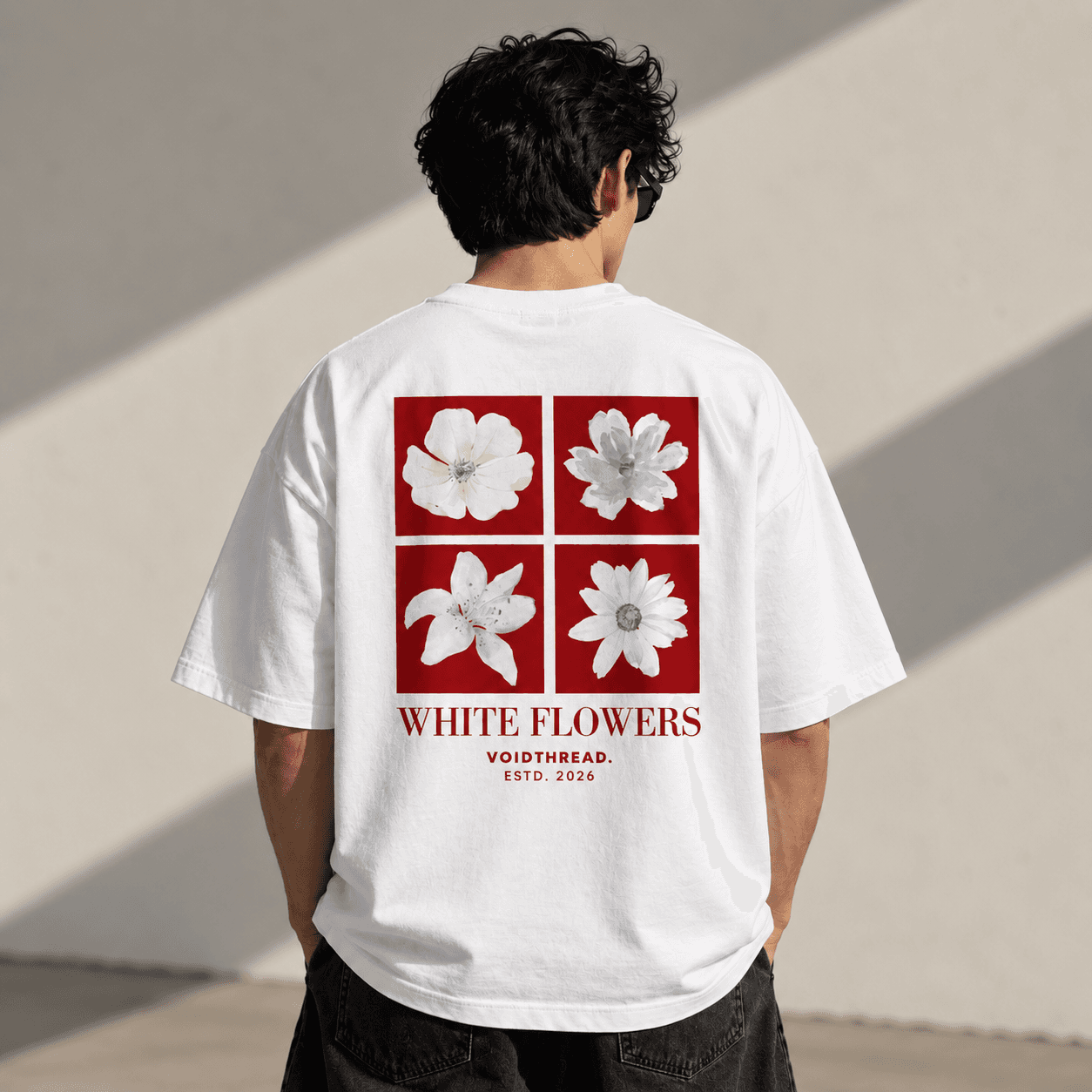 White Flowers Oversized T-Shirt angle 2