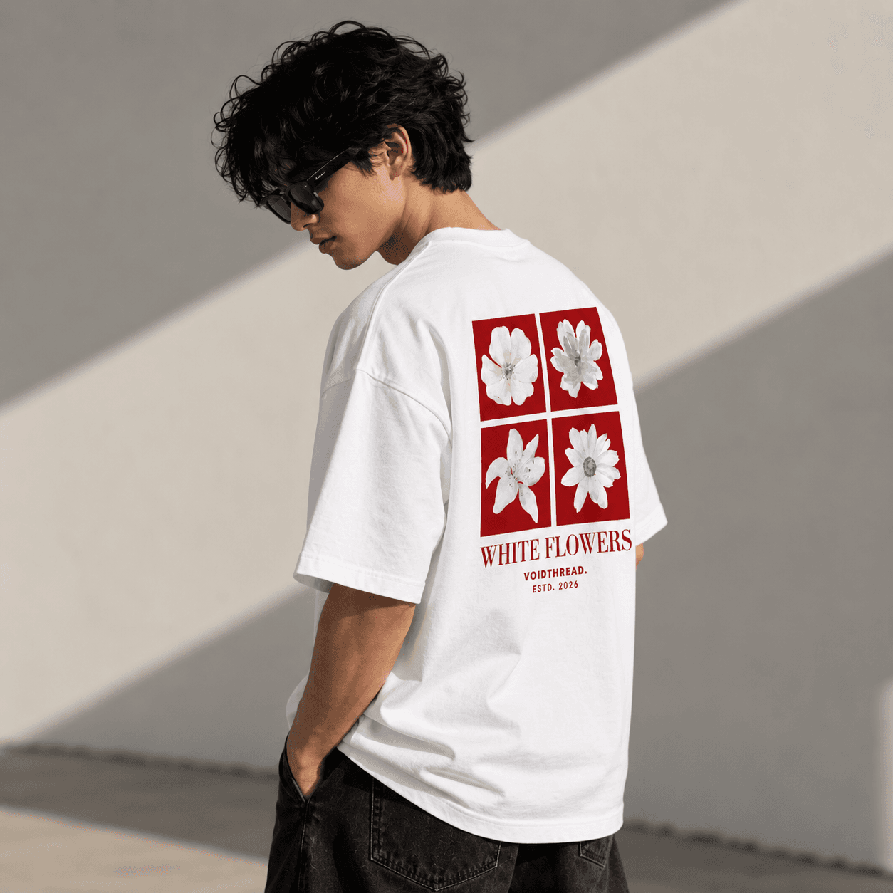 White Flowers Oversized T-Shirt angle 3