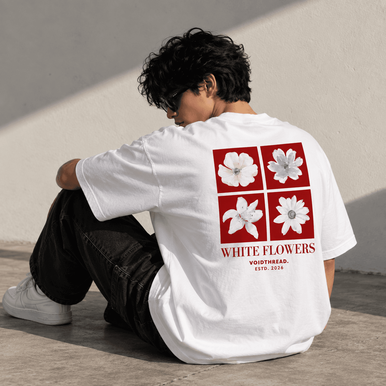 White Flowers Oversized T-Shirt angle 4